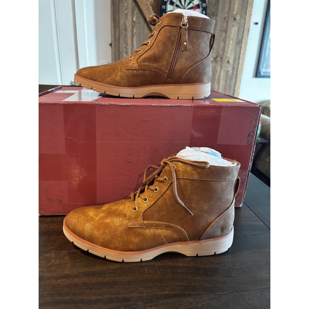 Dr. Scholl's Chestnut Lace-Up Ankle Booties with Side Zip